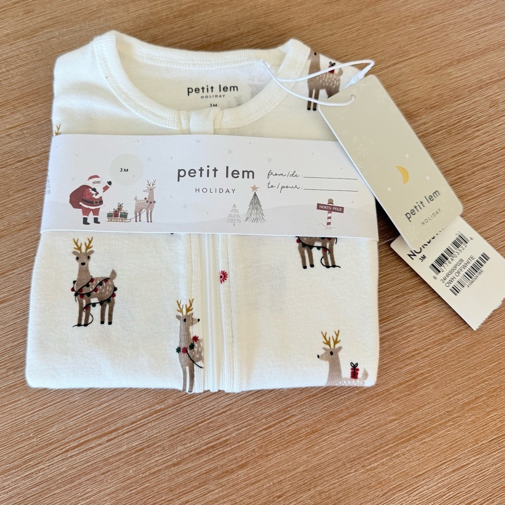 Petit Lem Holiday Christmas Reindeer Onesie Size 3 Months